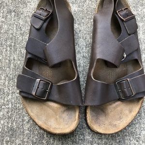 Birkenstock 43 Size 10 Dark Brown Leather Milano